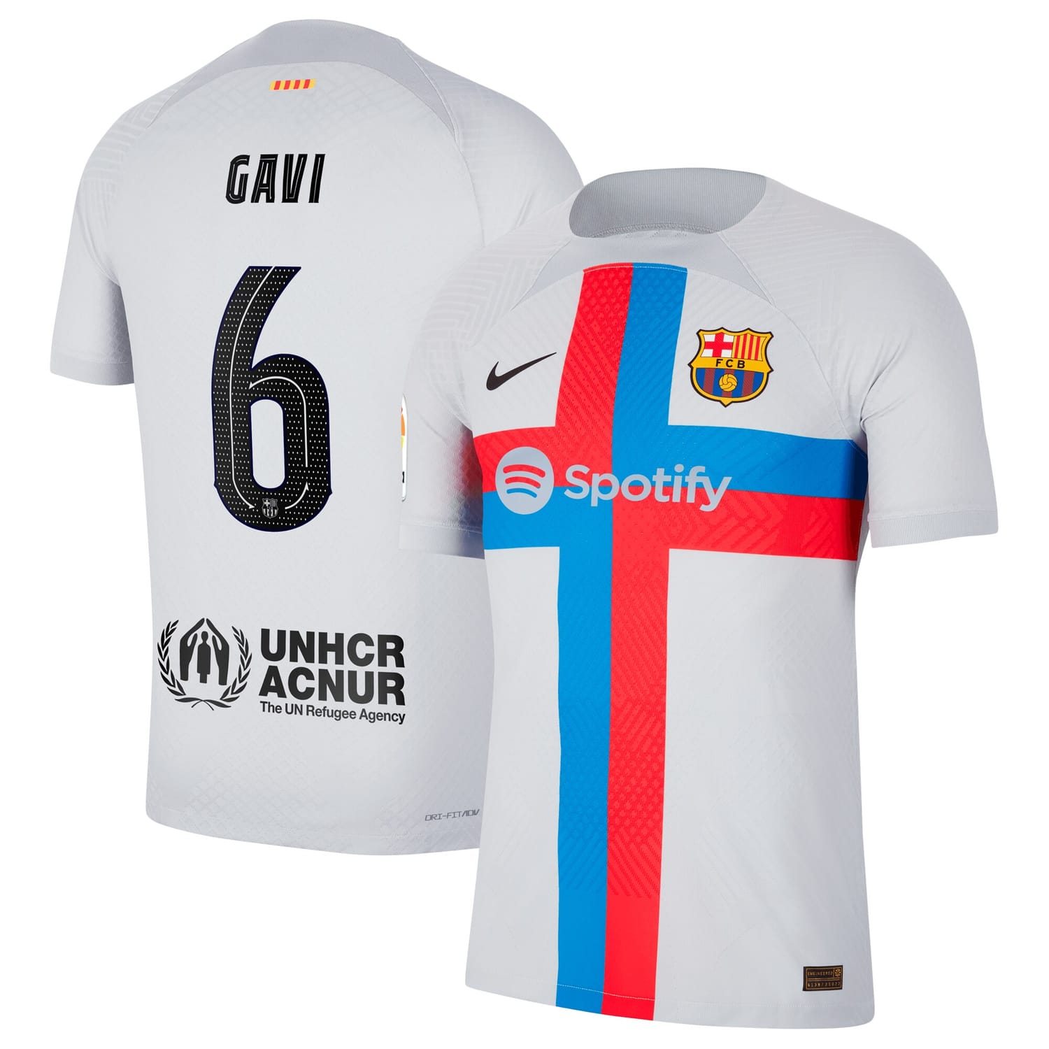 La Liga Barcelona Third Authentic Jersey Shirt Gray 2022-23 player Gavi printing for Men